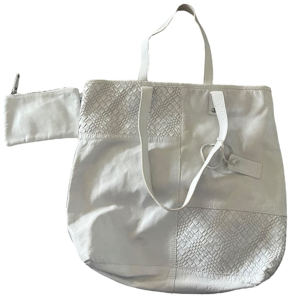 shoulder bag & wristlet gray taupe soft 100% leather zip closure no brand